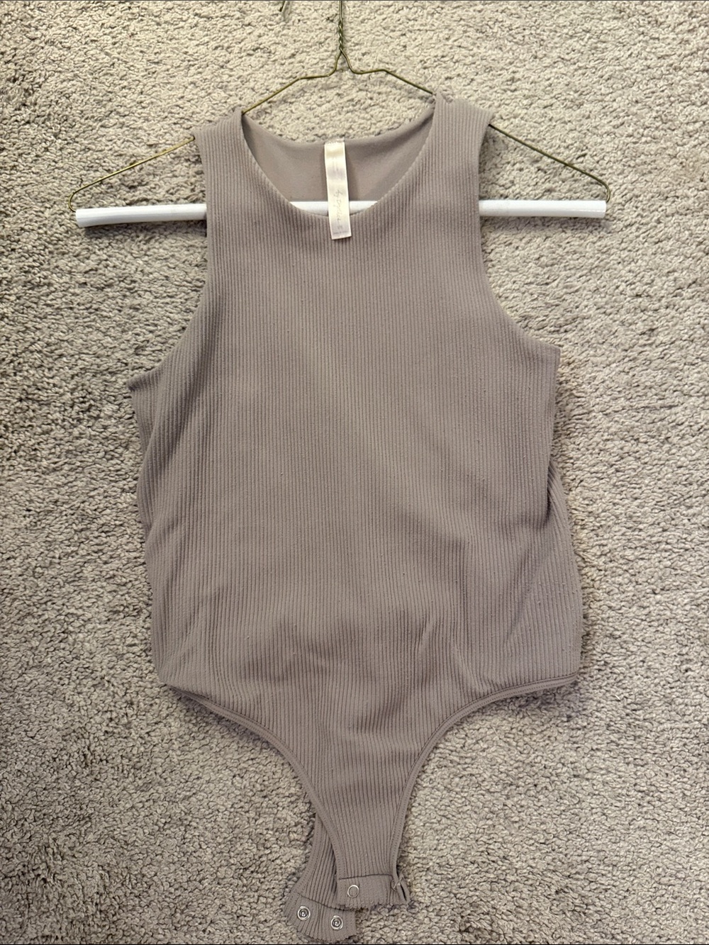 By Together Ribbed Sleeveless Bodysuit in Taupe